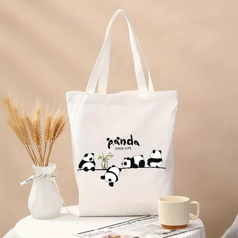 Women'S Reebok Bags - Cute Panda Print Canvas Tote Bag