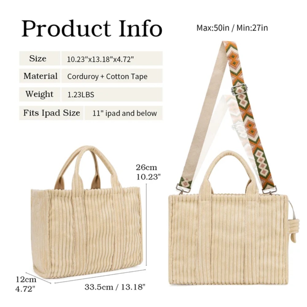Corduroy Tote Bag for Women Mu - огляд і ціна Women'S Tote Bags For Work