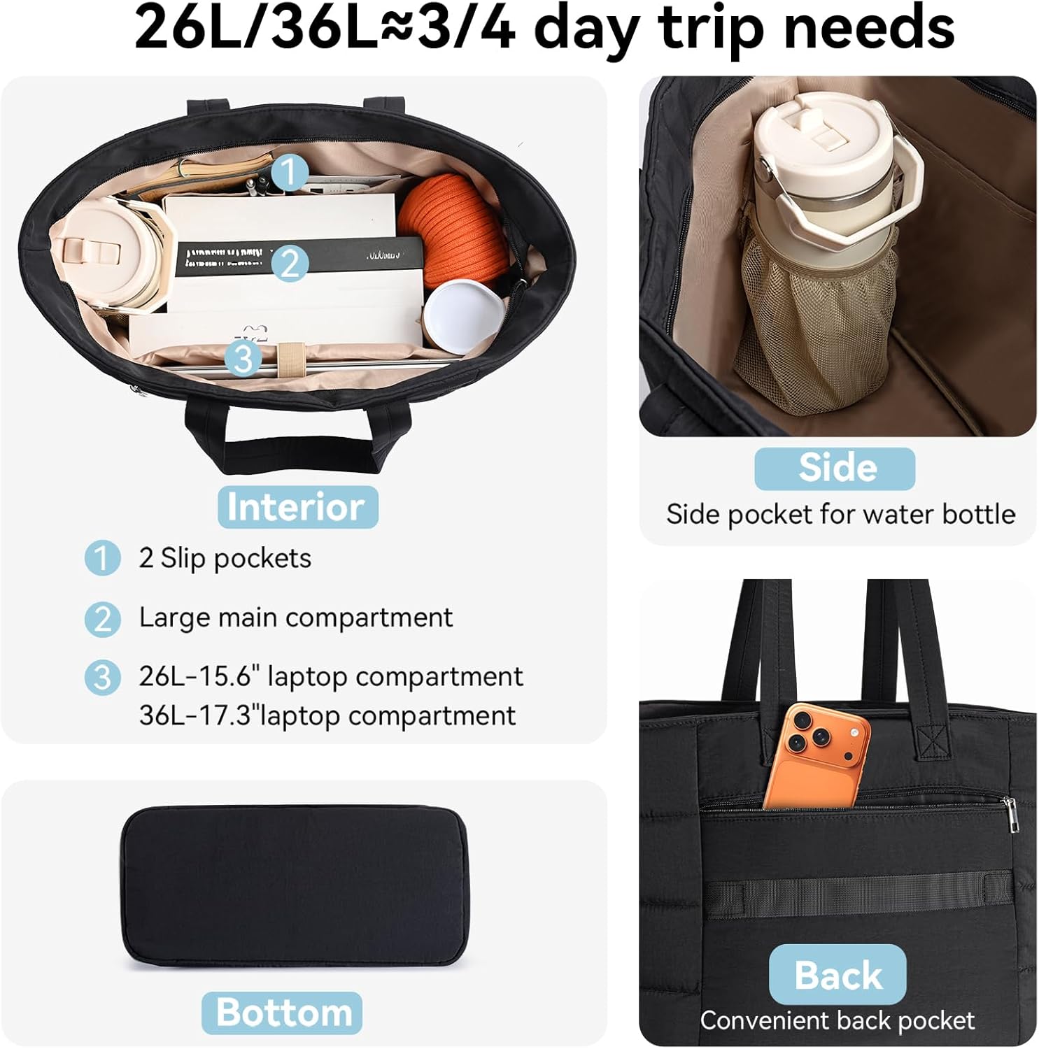 Puffer Tote Bag for Women, Lig - огляд і ціна Women Bags Work