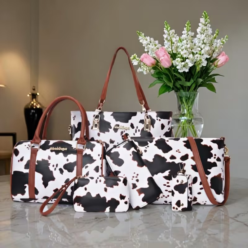 6-piece PU Fashion Cow-pattern - огляд і ціна Women'S Bags Handbags