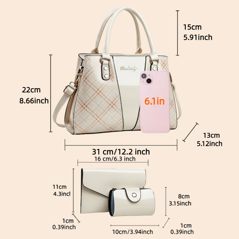 3-piece Women's Bag Set with P - огляд і ціна Women'S Bags Handbags